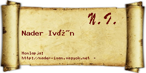 Nader Iván névjegykártya